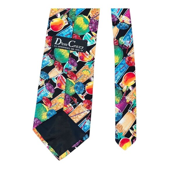 Dem Crazy 100% Cotton Tie Cocktails and Drinks Pattern - Picture 2 of 4